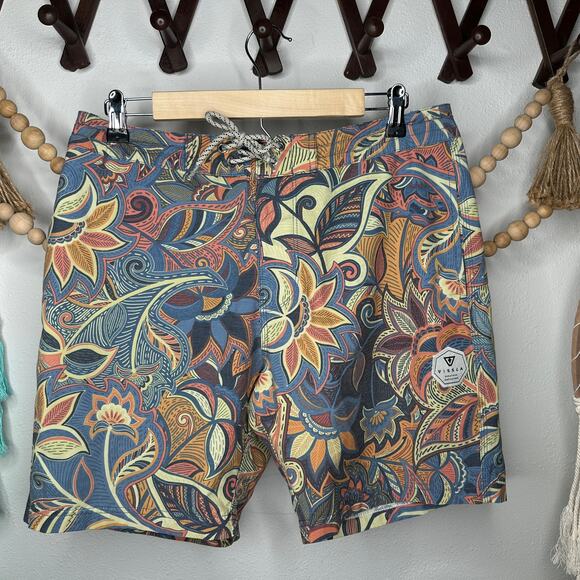 Vissla Paisley Print Swim Trunks - Picture 1 of 3